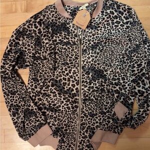 Kori Brown and Black Bomber Jacket with Ribbed Cuffs